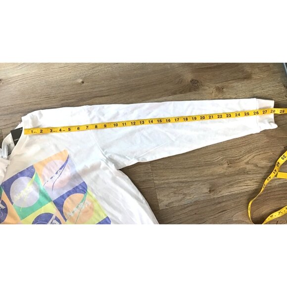 GRAYSON/THREADS-WOMEN WHITE CREW NECK LONG SLEEVE GRAPHIC CROP TOP SIZE LARGE - Picture 6 of 6